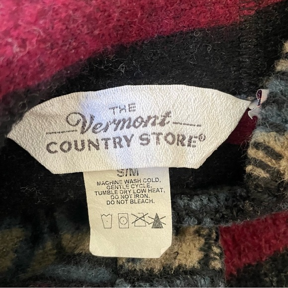 Vermont Country Store Wool Hooded Poncho Jacket Aztec Western Stripe Cabin S/M - Picture 9 of 13